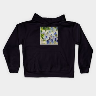 Unique Blue Flower with green leaves nature lovers beautiful photography design Kids Hoodie